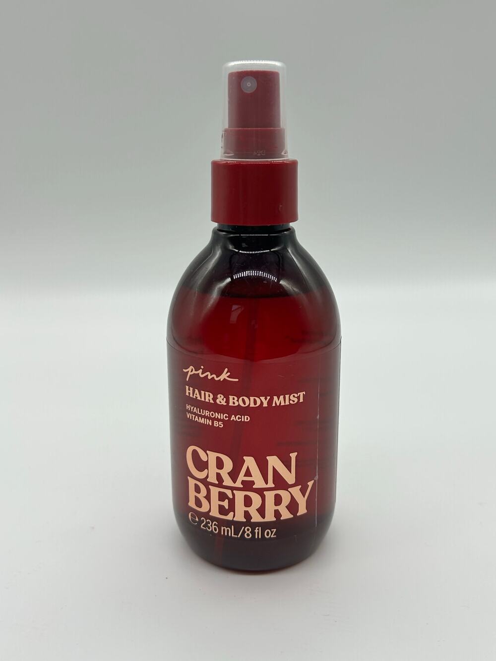PINK Victoria's Secret Cranberry Hair & Body Mist Hyaluronic Acid 8oz Fruity